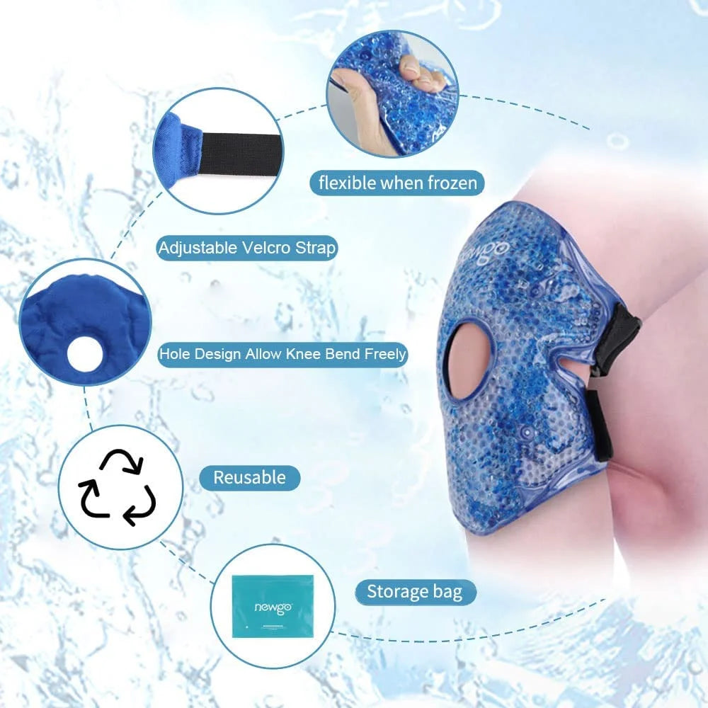 2 Pack Ice Pack for Knee, Warm Cold Pack Knee Brace, Reusable Knee Cold Pack with Soft Plush Backing for Sports Injuries, Pain Relief, Swelling Surgery