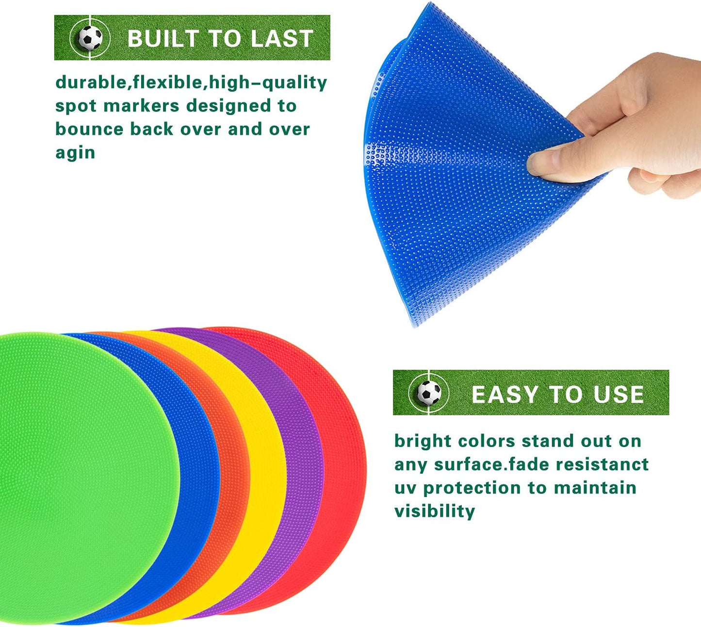 Spot Markers 4.72 Inch 9Inch Non Slip Rubber Floor Markers Flat Field Cones Poly Dots for Soccer Basketball Sports Speed Agility Training and Drills