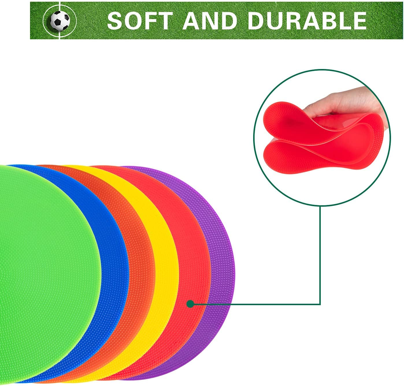 Spot Markers 4.72 Inch 9Inch Non Slip Rubber Floor Markers Flat Field Cones Poly Dots for Soccer Basketball Sports Speed Agility Training and Drills