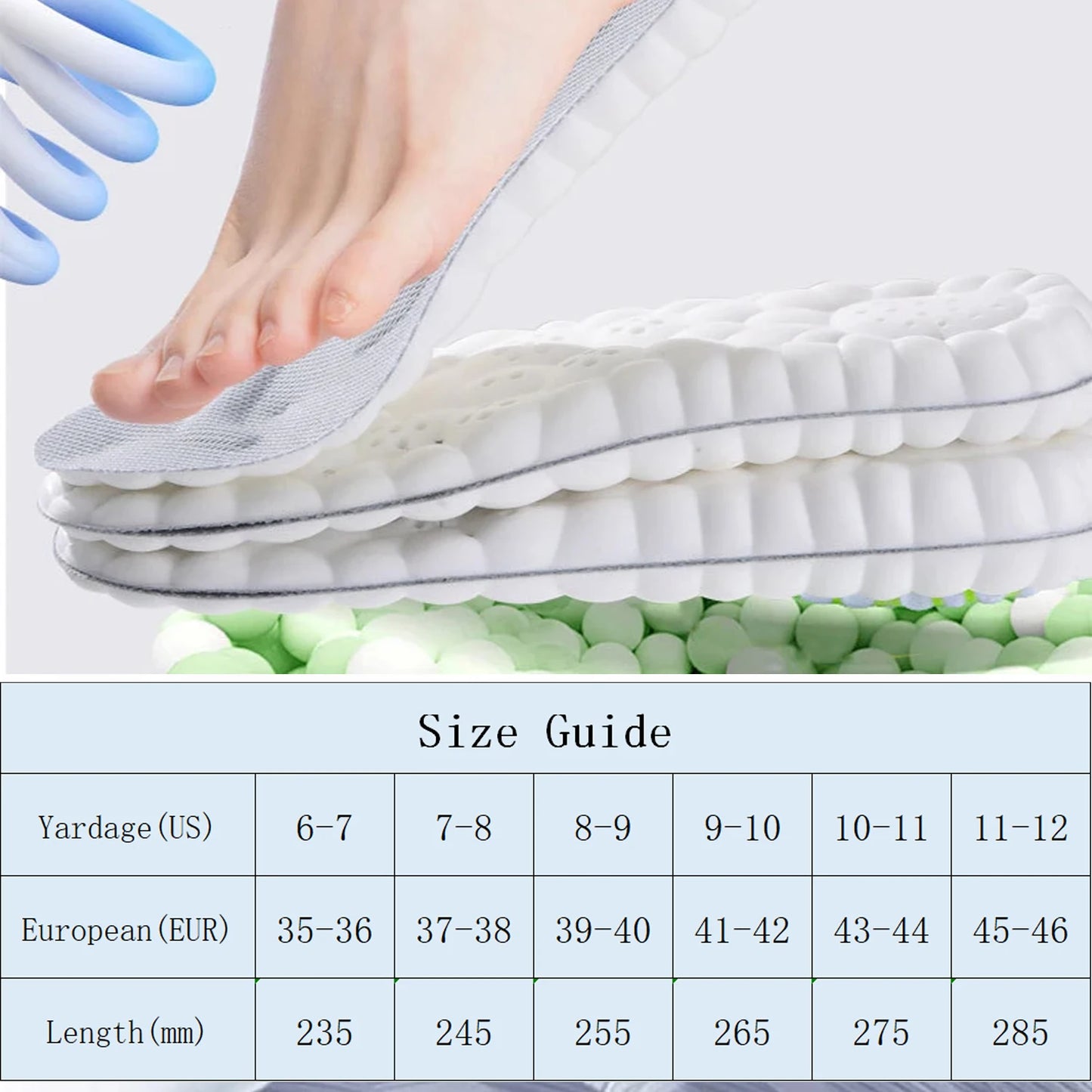 4D Massage Insoles Super Soft Sports Shoes Insole for Feet Running Baskets Shoe Sole Arch Support Orthopedic Inserts Unisex
