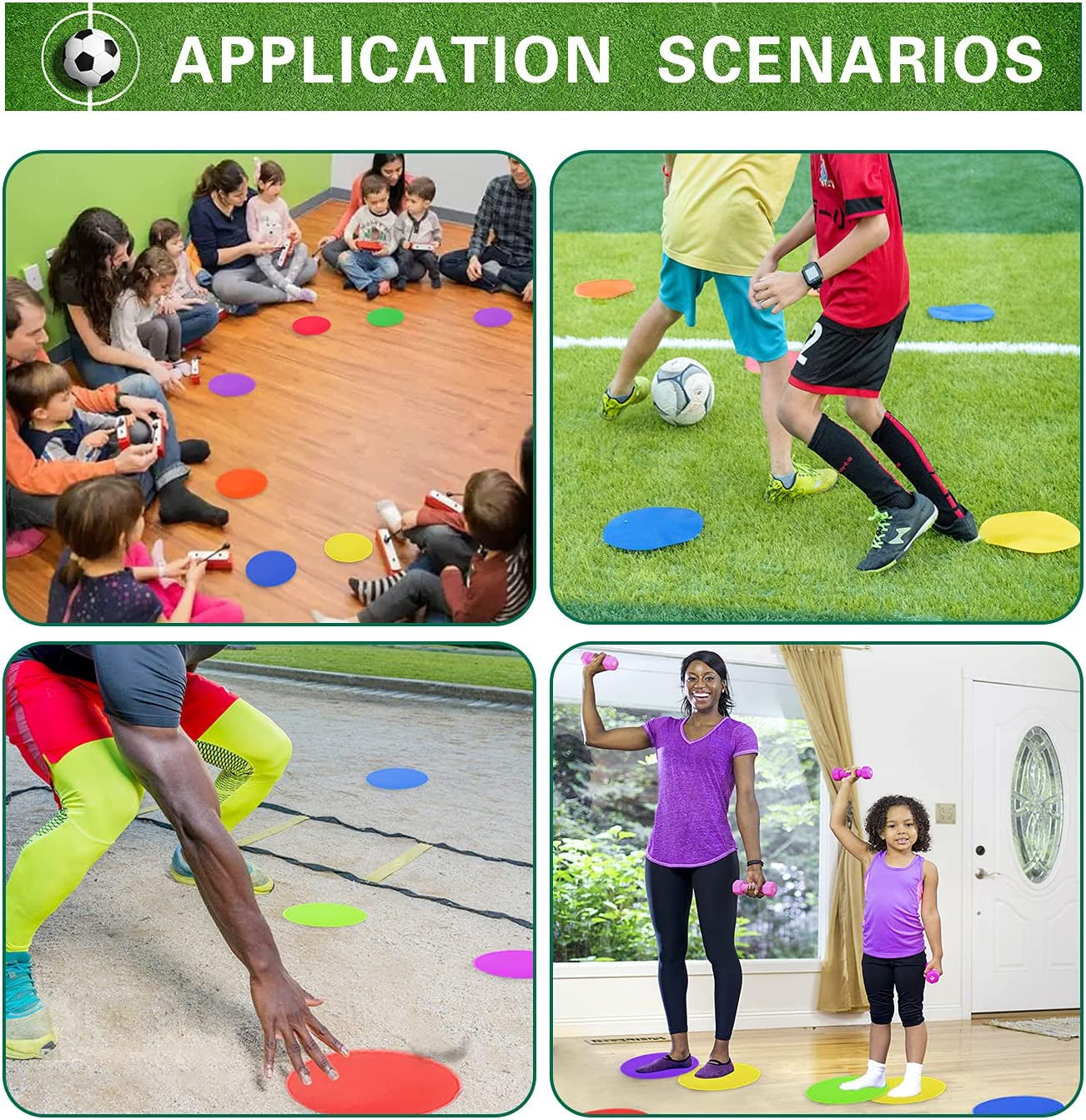 Spot Markers 4.72 Inch 9Inch Non Slip Rubber Floor Markers Flat Field Cones Poly Dots for Soccer Basketball Sports Speed Agility Training and Drills