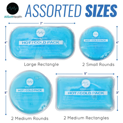 (7 Pack) Allsett Health Reusable Gel Ice Pack for Injury | Flexible Hot and Cold Compress for Pain Relief, Versatile Use for Knee, Back, Neck, and Ankle