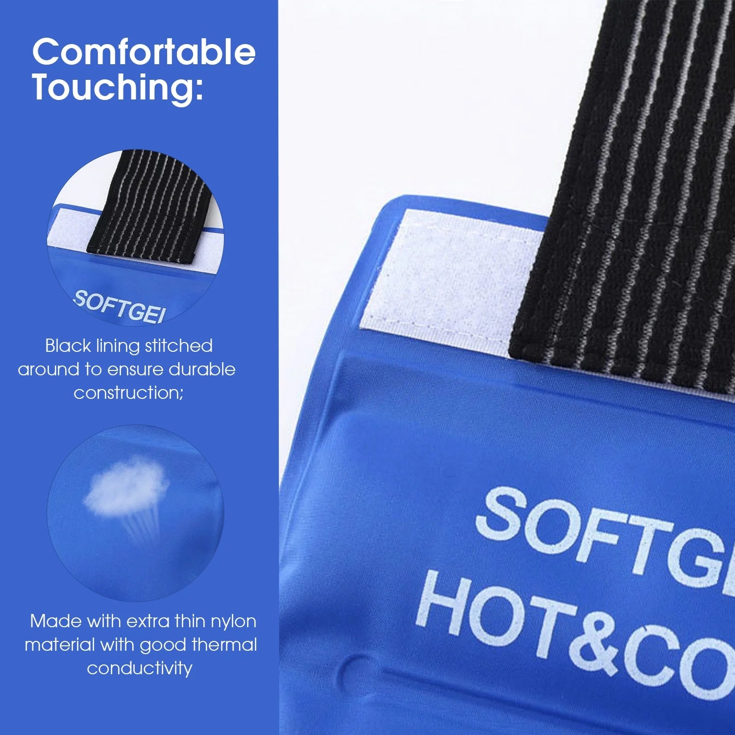 2Pack Ice Pack for Injuries Reusable, Gel Hot and Cold Pack Therapy Wrap for Hip Neck Shoulder Knee Back Hot Cold Compress for Swelling, Bruises, Surgery, 18 X 7 In