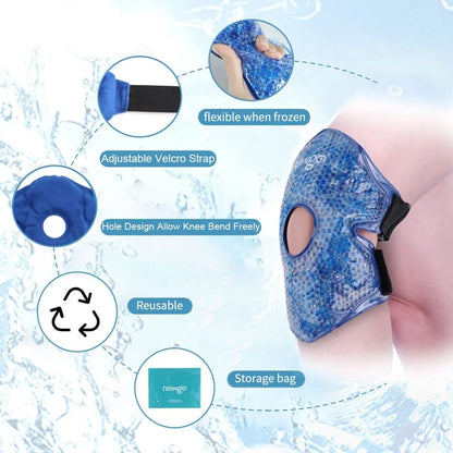 2 Pack Ice Pack for Knee, Warm Cold Pack Knee Brace, Reusable Knee Cold Pack with Soft Plush Backing for Sports Injuries, Pain Relief, Swelling Surgery