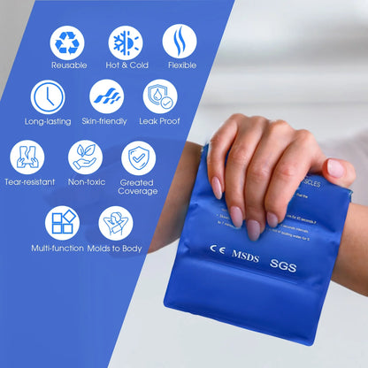 2Pack Ice Pack for Injuries Reusable, Gel Hot and Cold Pack Therapy Wrap for Hip Neck Shoulder Knee Back Hot Cold Compress for Swelling, Bruises, Surgery, 18 X 7 In