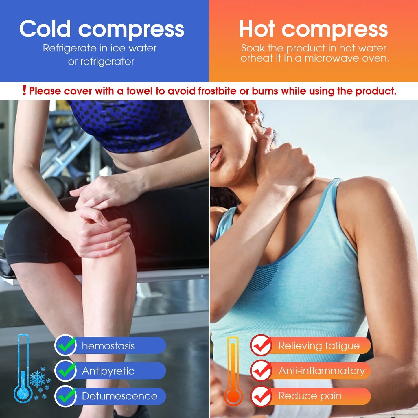 2Pack Ice Pack for Injuries Reusable, Gel Hot and Cold Pack Therapy Wrap for Hip Neck Shoulder Knee Back Hot Cold Compress for Swelling, Bruises, Surgery, 18 X 7 In