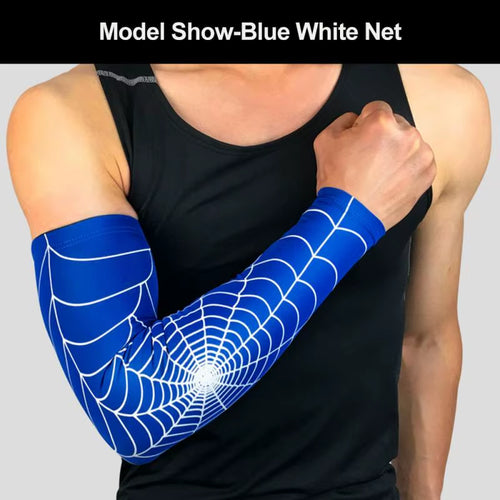 1Pcs Breathable Quick Dry UV Protection Spider Web Arm Sleeves Basketball Elbow Pad Fitness Armguards Sports Cycling Arm Warmers