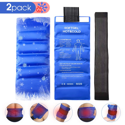 2Pack Ice Pack for Injuries Reusable, Gel Hot and Cold Pack Therapy Wrap for Hip Neck Shoulder Knee Back Hot Cold Compress for Swelling, Bruises, Surgery, 18 X 7 In