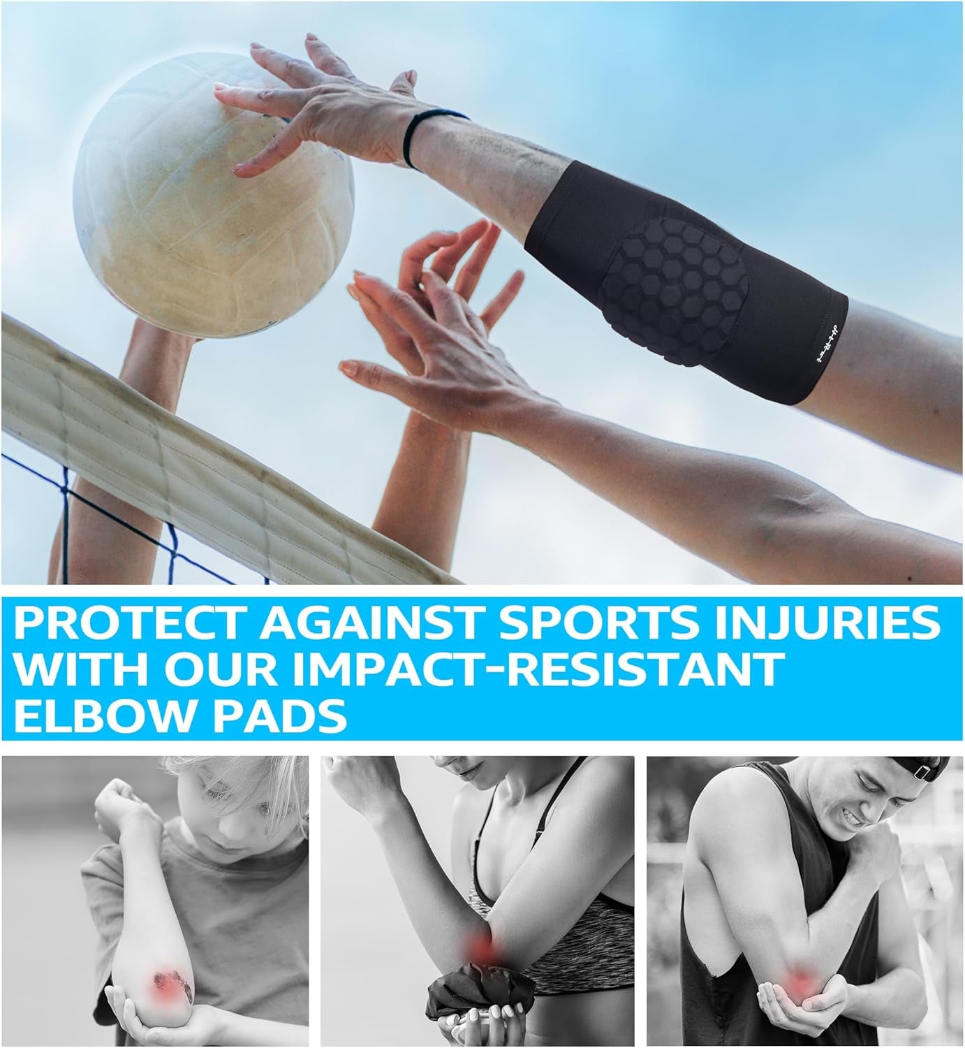 Elbow Pads for Teenagers Men and Women - Basketball Baseball Elbow Brace for Collision Avoidance and Support