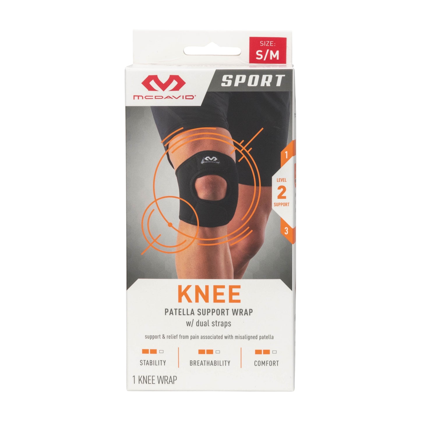 Sport Patella Pain Relief Adjustable Black Knee Patella Support Wrap with Dual Straps, Large/Extra-Large