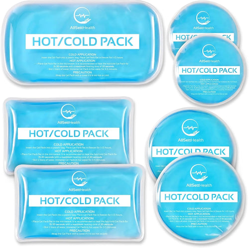(7 Pack) Allsett Health Reusable Gel Ice Pack for Injury | Flexible Hot and Cold Compress for Pain Relief, Versatile Use for Knee, Back, Neck, and Ankle